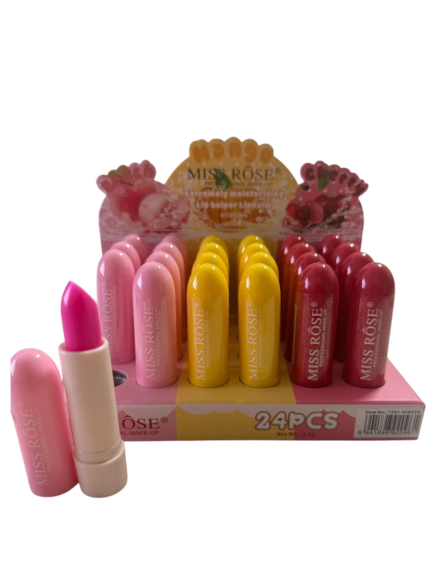 Box 24 balsamo labbra 3 fragranze pesca mango fragola