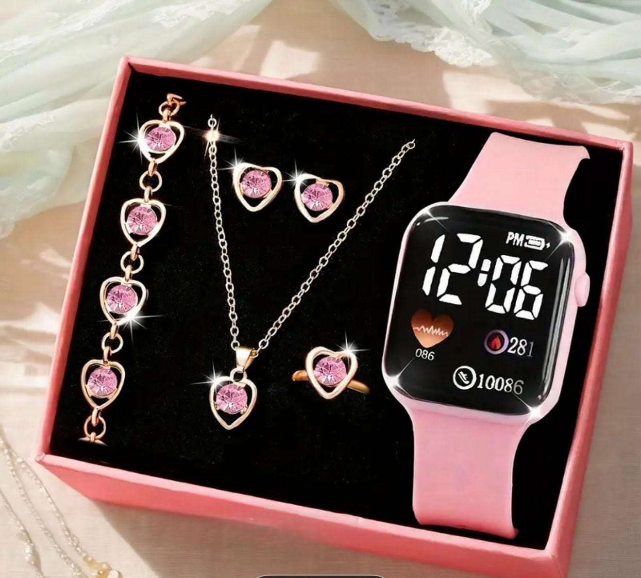 5 Set misti Regalo Donna – Smartwatch o orologio classico + Gioielli
