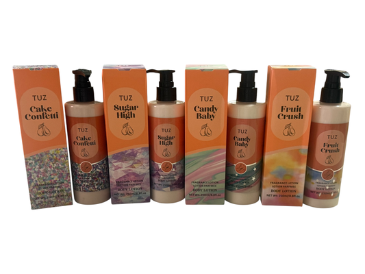 Cartone 12 Crema corpo TUZ 250ML 4 fragranze